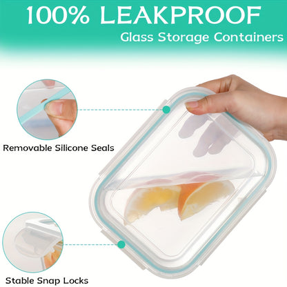 16pcs Glass Food Storage Containers with Sealed Lids, Food Storage Containers And Fresh-Keeping Boxes, Reusable, for Kitchen Food Storage, Outdoor Camping Food Storage, Christmas, Mother'S Day (8 Glass Bowls 8 Lids)