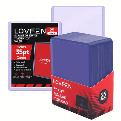 LOVFEN - 35pt Top Load for Cards - 1000 Count(40x25 Pack) - Regular 7.62x10.16 cm Trading Card Topload - Protect Your Baseball And Sports Cards with These Crystal Clear Hard Plastic Sleeves Protectors