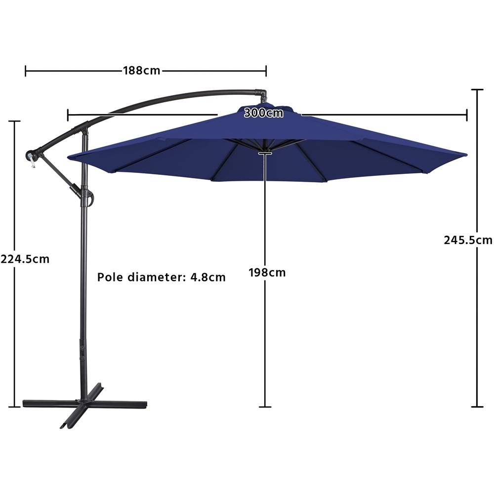 Costoffs Outdoor Umbrella, 3M Patio Offset Umbrella, Outdoor Hanging Umbrella, Banana Parasol Sun Shade Shelter, Market Backyard Umbrella with Crank & Cross Base for Beach/Outdoor/Party/Garden