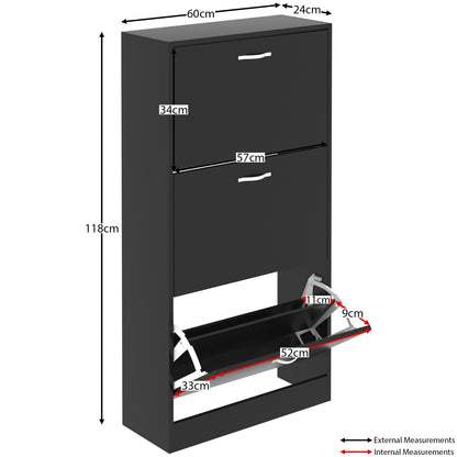 Vida Designs 3 Drawer Shoe Cabinet Shoe Rack Hallway Shoe Storage Cupboard