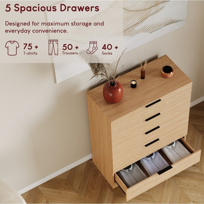 Vida Designs Trega 5 Drawer Chest Of Drawers Space-Saving Storage Smooth Glide Drawers Bedroom Furniture