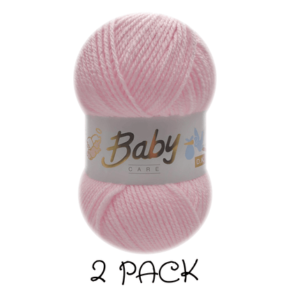 Woolcraft - Baby Care Double Knitting Yarn - 2 or 5 Pack of 100g Balls of 100% Acrylic Yarn - 13 Colours Available - Aqua, Beige, Baby Blue, Oyster, Denim, Lilac, Mint, Peach, Baby Pink, Rouge, Silver, White or Lemon - Perfect for Knitting or Crochet