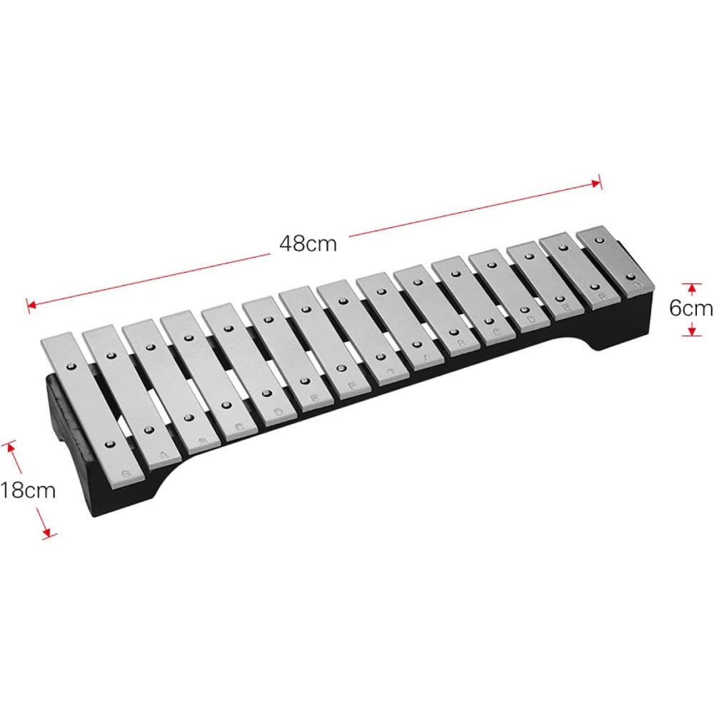15-Note Xylophone Glockenspiel Wooden Base Aluminum Bars with Mallets Percussion Musical Instrument Gift with Carrying Bag