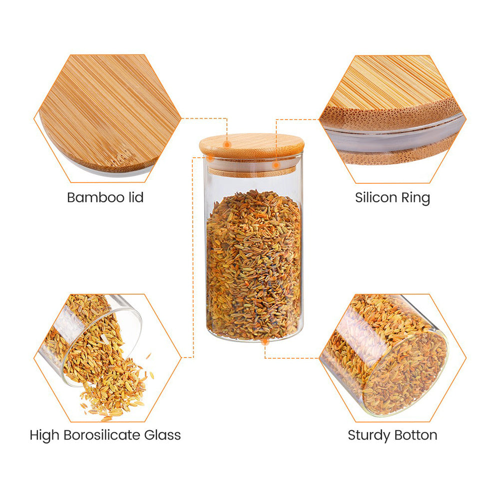 Glass Food Storage Jars With Lids Set Of 10 Glass Airtight Kitchen Food Canisters Cylinder Clear Preserving Seal Containers With Lid For Canning Cereal, Pasta, Spices Valentine's Day Gifts