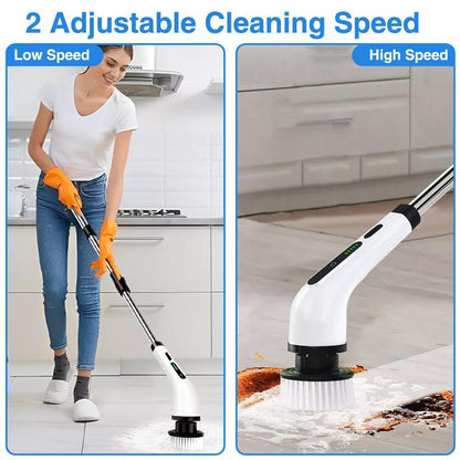 9-in-1 Cordless Electric Spin Scrubber – Electric Cleaning Brush with adjustable Long Handle, Rechargeable Spin cleaning brush with 9 Replaceable Heads, Full-Copper Motor for Bathroom, Kitchen, Floor & Car – Great Value Home Cleaning Complete Kit. Father‘