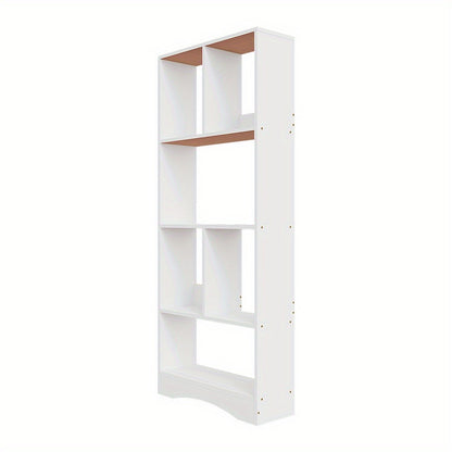 4-Tier Bookcase White Wooden Freestanding Bookshelf 50x17x120cm Open Storage Shelf Tall Shelving Unit for Living Room Home Office Hallway & Dining Room