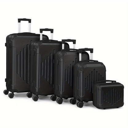 5pcs Hardshell Luggage Set -(12In X 16In X 20In X 24In X 28In) Lightweight Spinner Suitcases W/ Carry On, Durable for Family And Group Travel (Large Checked Luggage)
