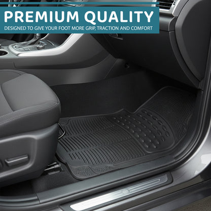 Heavy Duty Rubber Car Mats Universal Non Slip Floor Mats or Waterproof Boot Liner | Trim to Fit All Weather Protection for Cars, Vans, SUVs & Trucks