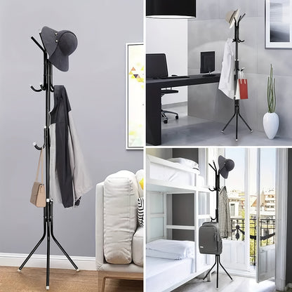 1pc Metal Coat Rack, Free Standing Clothes Stand for Office, Entryway, Hallway, Living Room, Bedroom, Home, Dorm-Durable Storage Organizer for Shirts, Hats, Coats, Bags, Scarves