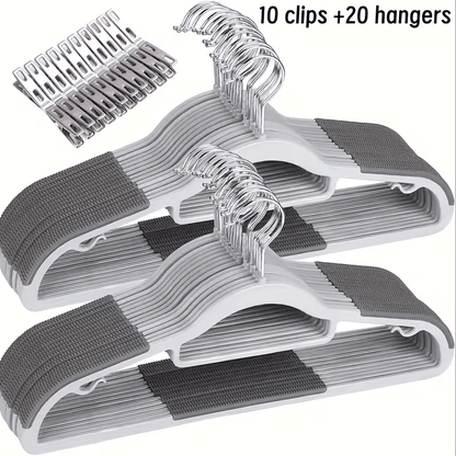 30/60 Set of Sturdy Plastic Hangers - Non-Slip, 360° Rotating Hook, Durable & Crush-Resistant Design for Organizing Closets, Suitable for Both Dry And Wet Garments