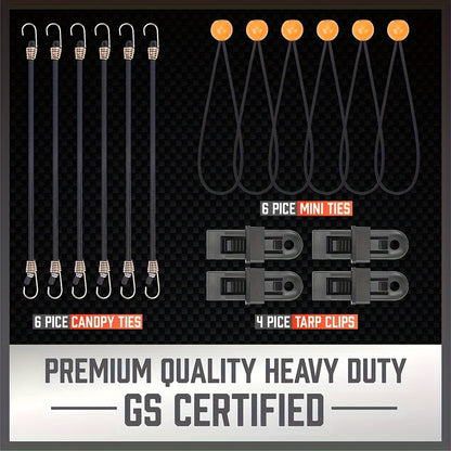 HORUSDY Bungee Cords With Hooks | 30-Piece | Includes 25.4cm, 45.72cm, 60.96cm, 81.28cm, 101.6cm Bungee Cords | 20.32cm Tarpaulin Bungee Balls | Tarp Clips