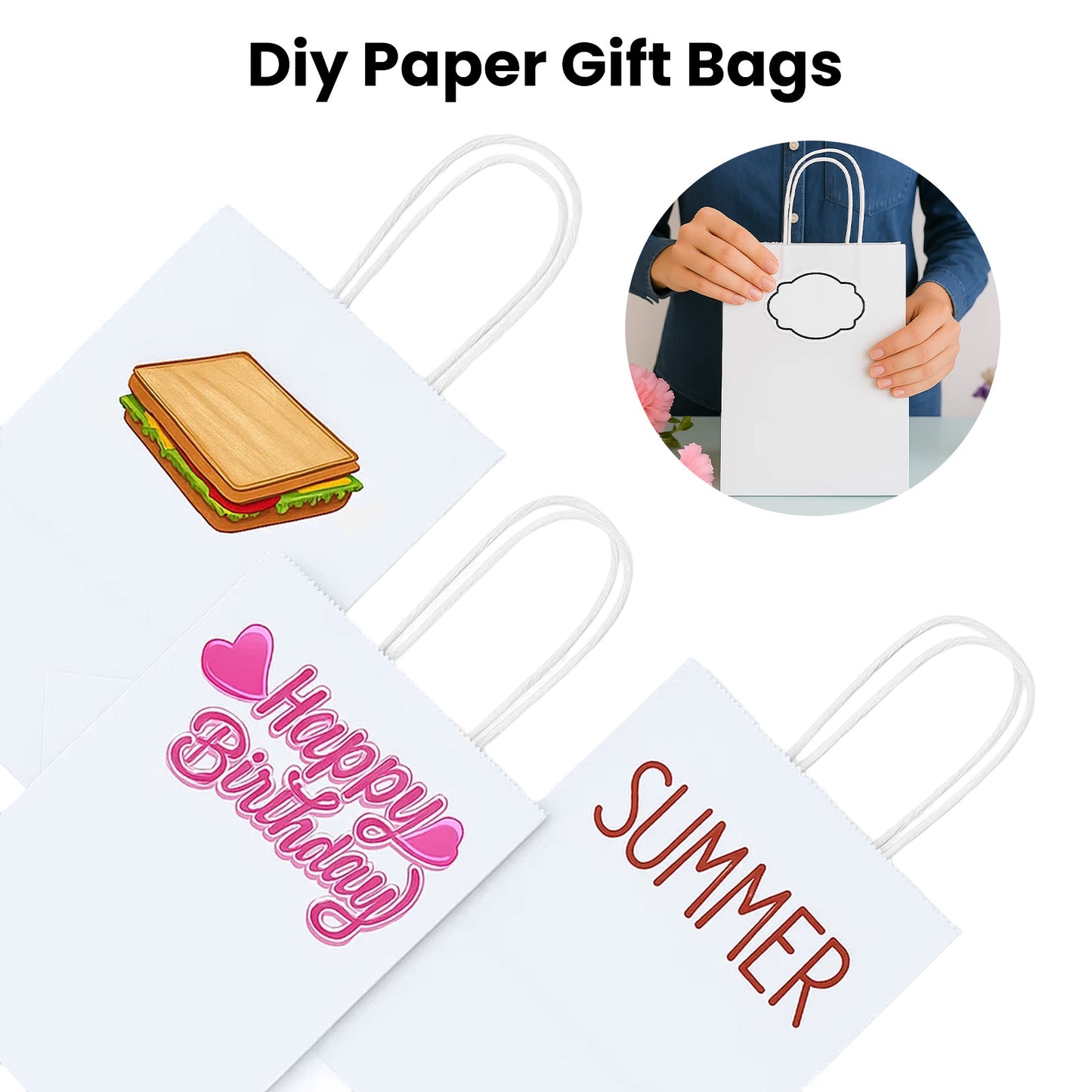 100-Pack Kraft Paper Bags with Handles – Ideal for Gift Wrapping, Parties, Holiday Celebrations & Retail Use