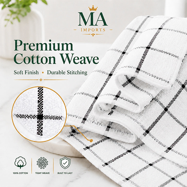 Cotton Kitchen Tea Towels - 12-Pack, 60 x 40cm