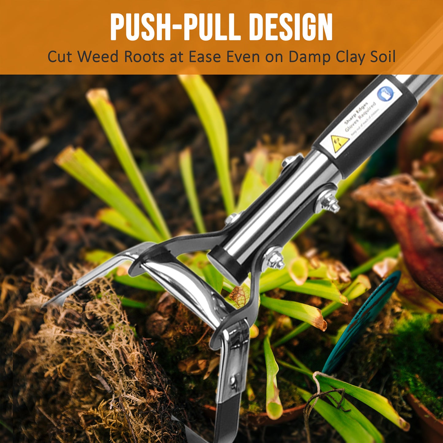 Long-Handled Oscillating Hoe | Adjustable Head Stirrup Hoe Weeder | Heavy-Duty Garden Tool for Weeding, Cultivating & Soil Loosening | Flexible & Durable Design for Easy Gardening Tool