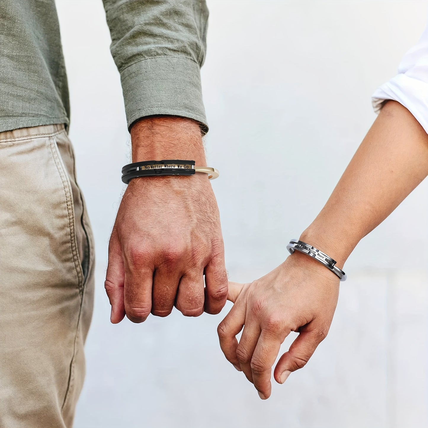 Couple Bracelets Set 304 304 Stainless Steel Men'S Bangle bangle bracelet Couple Gift Christmas Gift for Boyfriend, Lock in a Lifetime of Love Couple Bangle bangle bracelet