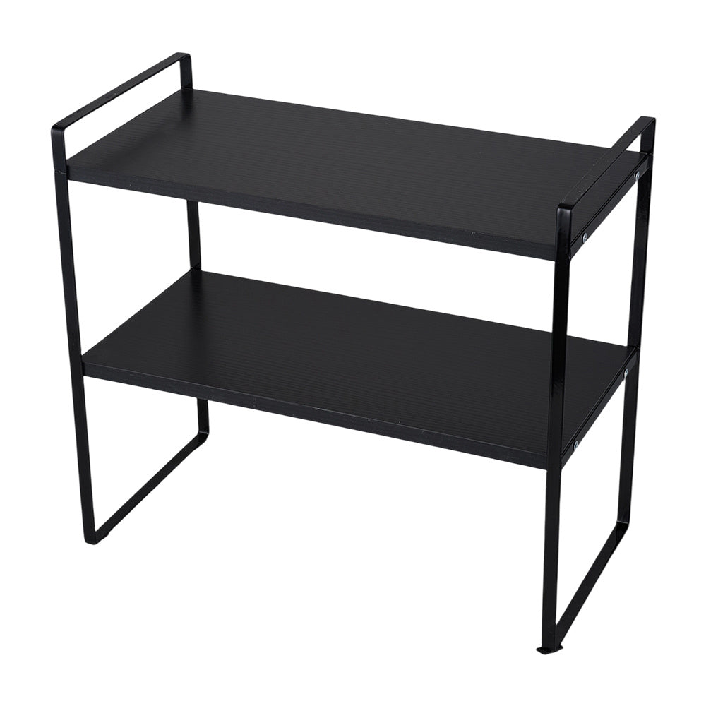 Multi-Tier Storage Rack, Mug Shelves for Desks, Black/White/Natural Wooden and Metal Countertop Organizer Shelf, Display Rack, Perfect for Dormitories Home Office Kitchen Bathroom
