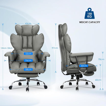 GartistGo Executive Office Chair Desk Chair, PU Computer Recliner, Ergonomic Office Chair with Footrest, Heavy Duty Leather Office Chairs for Home Office, High Back Swivel Chair