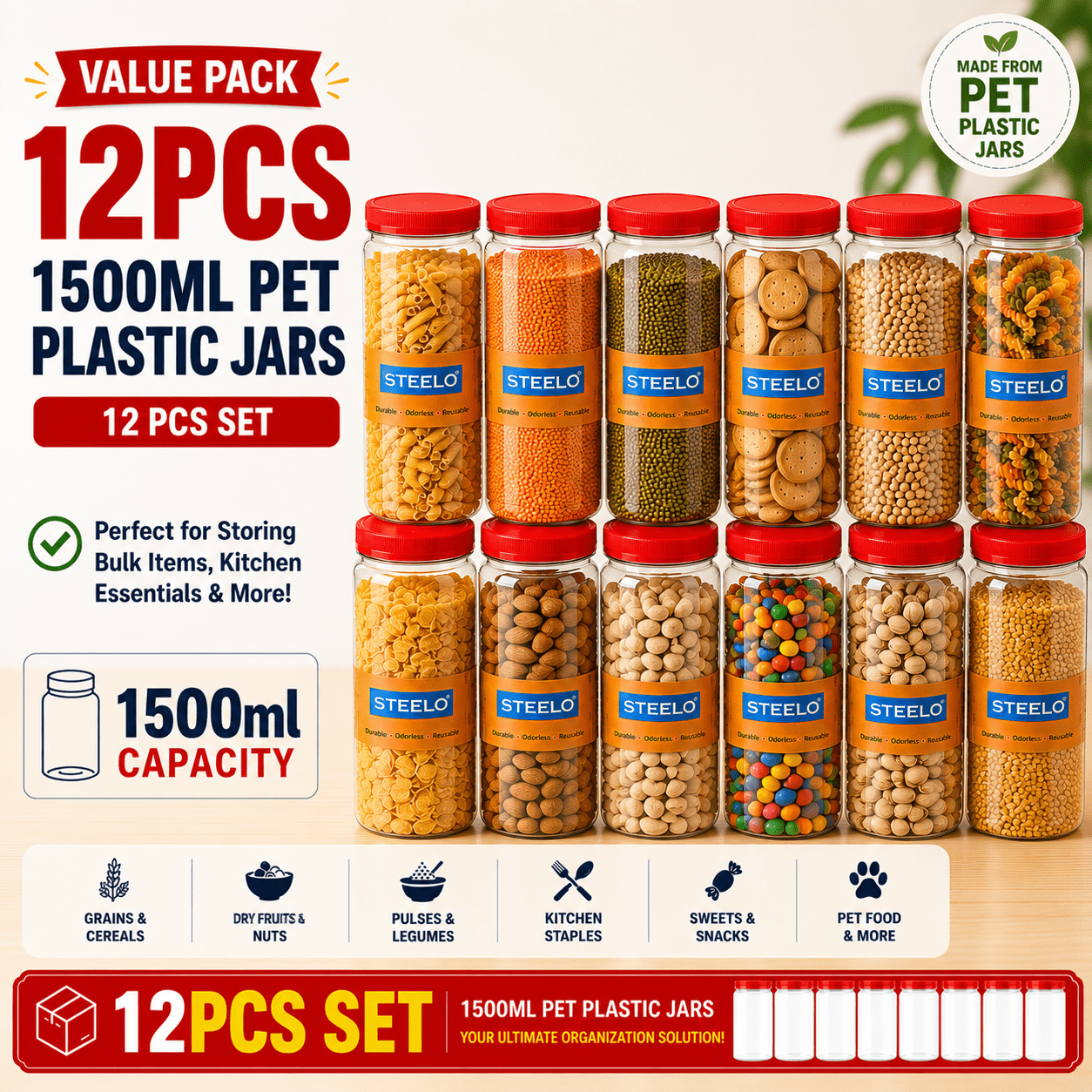 50ml/100ml/200ml/1000ml/1500ml/2000ml/2400ml/3000ml/4000ml/5000ml Plastic Jar with Lid - BPA-free Transparent Round Multi-purpose Container - Dishwasher Safe - Flip-top - Suitable for Lotions, Creams, Body Lotions, Clay, Cosmetics, Beads, Samples and Trav