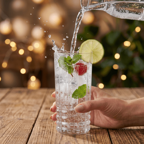 Set of 6 Diamond Pattern Highball Glasses - 280ml (11.8oz) Crystal Clear Drinking Glasses, Elegant Geometric Glassware for Cocktails, Water & Juice, Vintage Style Barware Set