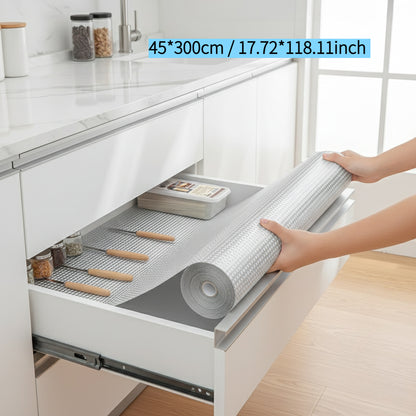 45X300Cm Large Roll EVA Transparent Anti Slip Drawer Mat, Kitchen And Bathroom Anti Oil And Anti Slip Mat, DIY Cutting Self-Adhesive Backing, Refrigerator Bookshelf Storage Mat, Furniture Protection Anti Scratch Mat, Easy to Clean And Washable, Versatile
