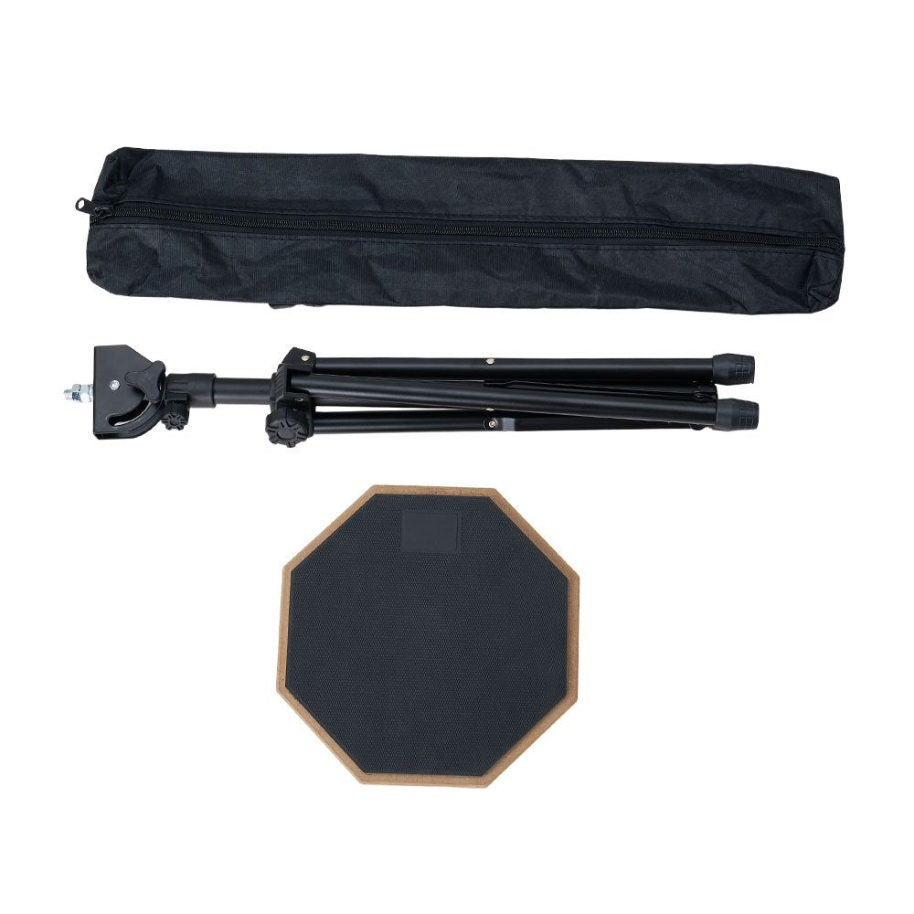 Silent Drum Practice Pad Set, Height Adjustable 19-27 Inches, Double-Sided Pads, Drumhead-Friendly Design, Includes Drum Stand and Storage Bag, Drummer Training Kit Black