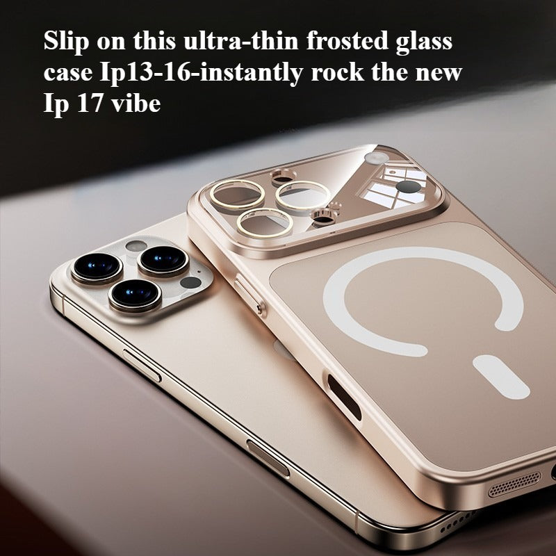 Full Coverage Magnetic Glass Phone Case Shockproof Drop Protection Ultra Thin Matte Finish Compatible with iPhone 17 16 15 Pro Max Series Models