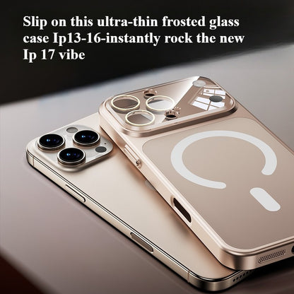 Full Coverage Magnetic Glass Phone Case Shockproof Drop Protection Ultra Thin Matte Finish Compatible with iPhone 17 16 15 Pro Max Series Models