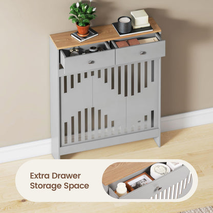 Modern White MDF Wood Radiator Cover with Drawers - Contemporary Style, Great Choice for Living Room, Bedroom, Hallway, Suitable for Placing Decorative Items and Storing Small Objects.