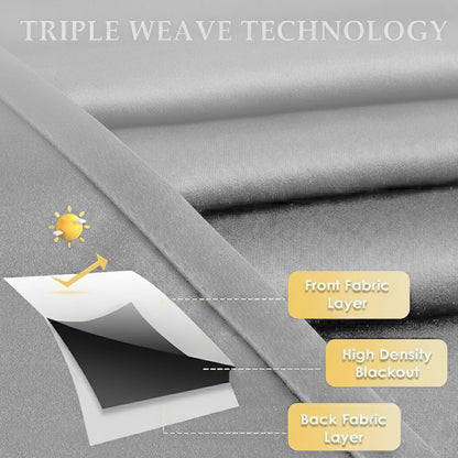 2pcs Full Blackout Eyelet Curtains – Thermal Insulated & Soundproof Drapes, Energy-Saving, Noise Reducing, perfect for Bedroom, Living Room & Home Decoration, Includes Matching Ties