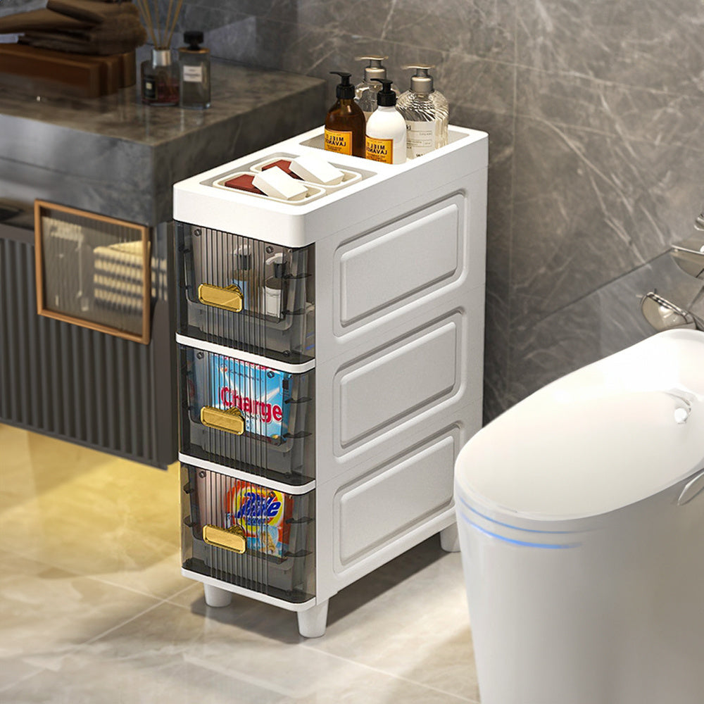 1pc 3-layer Narrow Slit Storage Cabinet, Portable Luxury Bathroom Storage Cabinet, Living Room Sofaside Snack Cabinet, Cosmetics Storage Cabinet, Top Storage Multi-purpose, Suitable for Small Spaces, Closets, Bedrooms, Bathrooms and Laundry Rooms, 18*38*5