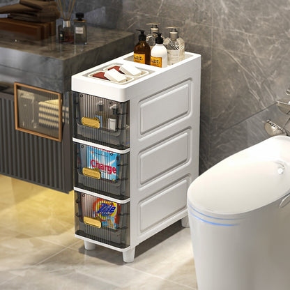 1pc 3-layer Narrow Slit Storage Cabinet, Portable Luxury Bathroom Storage Cabinet, Living Room Sofaside Snack Cabinet, Cosmetics Storage Cabinet, Top Storage Multi-purpose, Suitable for Small Spaces, Closets, Bedrooms, Bathrooms and Laundry Rooms, 18*38*5