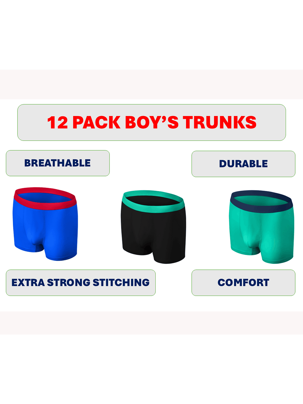 Boys Cotton-Rich Boxer Shorts - 12-Pack, Ages 5-13