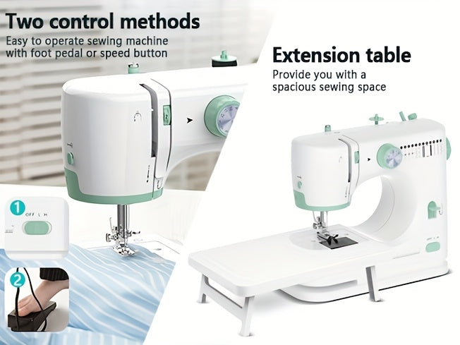Mini Sewing Machine For Beginners, 42pcs Kit Small Sewing Machine With Extension Table, 12 Patterns, Light, Dual Speeds, Double Thread, Foot Pedal Portable Sewing Machine For Kids Adults
