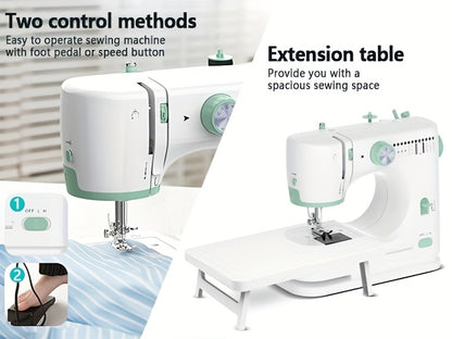 Mini Sewing Machine For Beginners, 42pcs Kit Small Sewing Machine With Extension Table, 12 Patterns, Light, Dual Speeds, Double Thread, Foot Pedal Portable Sewing Machine For Kids Adults