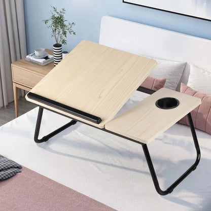 Laptop Desk Laptop Bed Table with Foldable Legs and Cup Slot, Reading Holder Notebook Stand with Adjustable Height Angle, Laptop Bed Tray for Bed Sofa Breakfast Work Study Reading