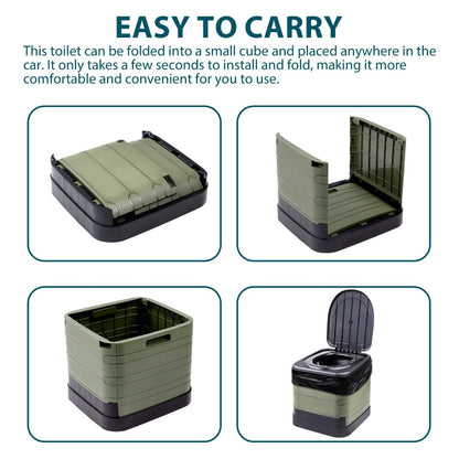 Portable Camping Toilet 24L Folding Outdoor Loo 300kg Capacity for Caravan Hiking Fishing Festivals & Road Trips – Adults & Kids