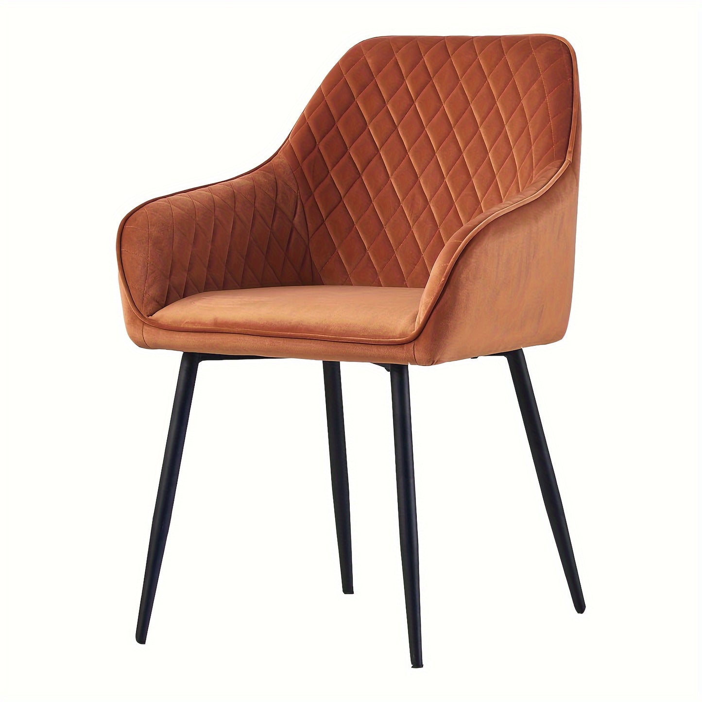 Velvet Dining Chairs with Armrests & Black Metal Legs, Upholstered Armchair 120kg Capacity 43x55x81cm, Set of 1 2 4 or 6 for Dining Room Kitchen Living Room