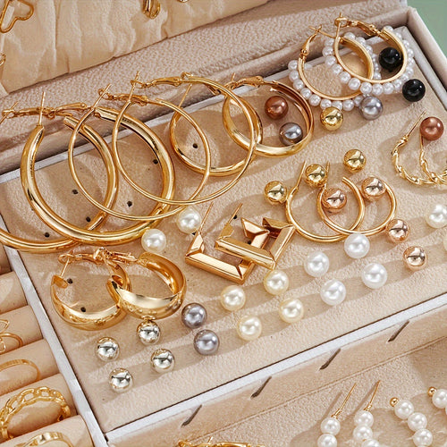 Elegant Retro - 86pcs Earrings, Necklace, and Ring Set - Multi-Layer Jewelry Combo for Women's Daily Wear or Gifting on Mother’s Day & Valentine’s Day (No Box Included)