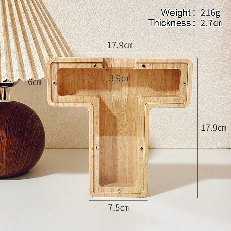 1 unique 18cm*18cm wooden letter jar - 26 creative A-Z letter storage containers, transparent design, birthday gift idea, home decoration, best friend gift, and functional holiday present.
