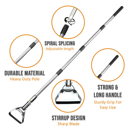 Long-Handled Oscillating Hoe | Adjustable Head Stirrup Hoe Weeder | Heavy-Duty Garden Tool for Weeding, Cultivating & Soil Loosening | Flexible & Durable Design for Easy Gardening Tool