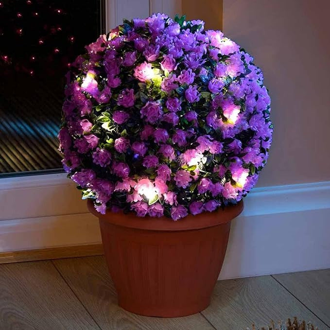 Solalite® 1Pack/4Pack Solar Topiary Balls – 28cm Round Artificial Ball Plants Outdoor with 20 Solar Led Lights, Garden Hanging Balls Sphere Decorative For Wedding, Christmas, Backyard, Balcony, Garden Decor