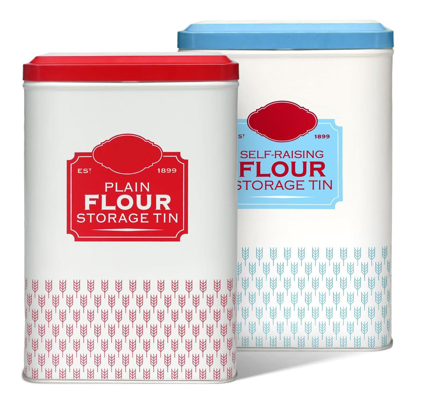 Flour Storage Containers | Self Raising Flour Tin with Lid |1 Kg| 18.5 X 9.2 X 12 Cm Storage Tins to Keep Flour Fresh & Clean (Self Raising & Plain)