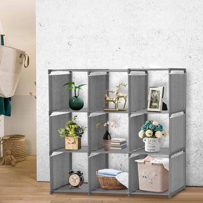 9 Cube Bookcase Ladder Cube Shelving Unit Bookshelf Cube Shelves Under Stairs Storage Unit Cube Storage Organiser For Living Room Bedroom Books Toys Clothes Tools Grey