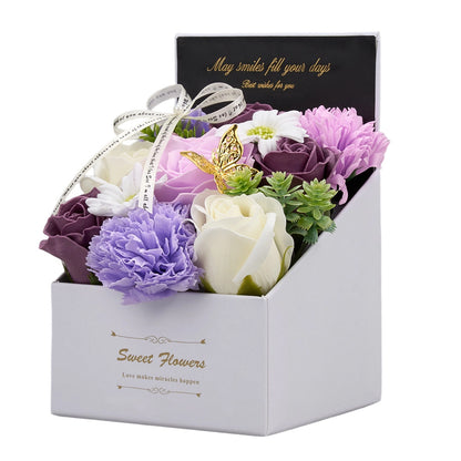 Flower Flower Soap in Gift Box Decorative Soap Artificial Flower Bath Soap for Birthday Valentine'S Day Her Girls Lover Partial soap floral decoration