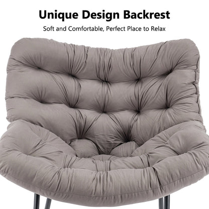 Egg Chairs Oversized Rattan Wicker Outdoor Rocking Chair Metal Frame Garden Rocking Chair Large Support Modern with Cushioned Seat