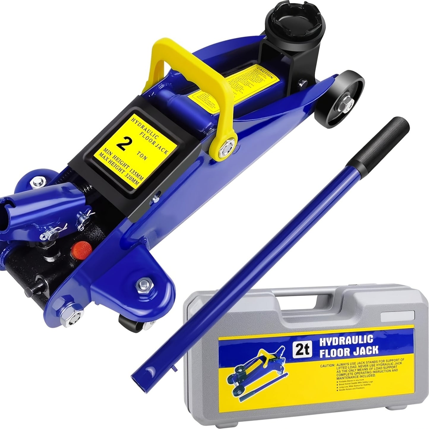 Heavy-Duty Hydraulic Floor Jack with a 2-Ton Capacity, Designed for Lifting Cars, Vans, And Trucks. Ideal for Use And Tire Repairs
