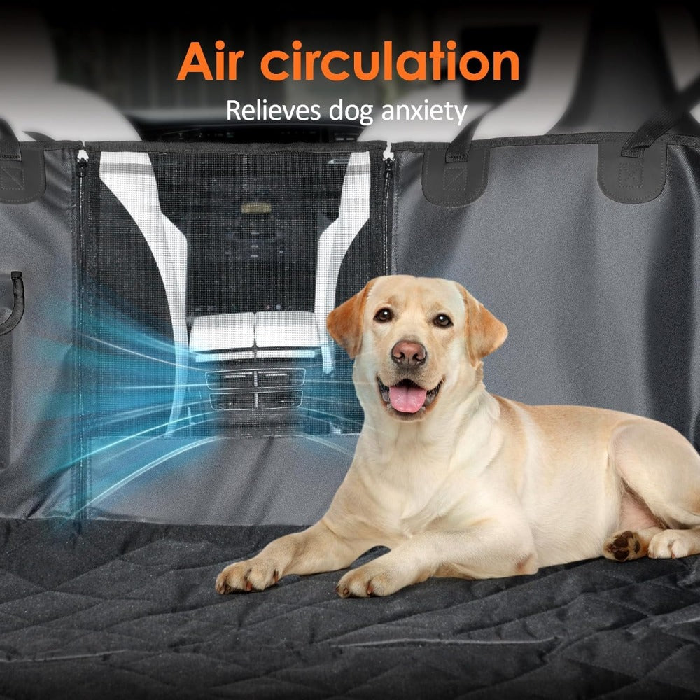 Dog Car Seat Cover Hammock for Back Seat with Mesh Window & Storage Pocket Waterproof Pet Car Bed Protector for Cars SUVs Trucks
