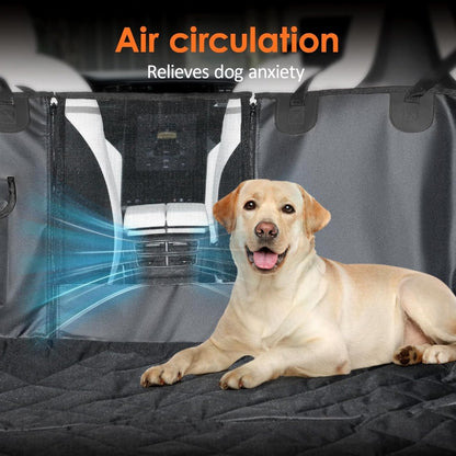 Dog Car Seat Cover Hammock for Back Seat with Mesh Window & Storage Pocket Waterproof Pet Car Bed Protector for Cars SUVs Trucks