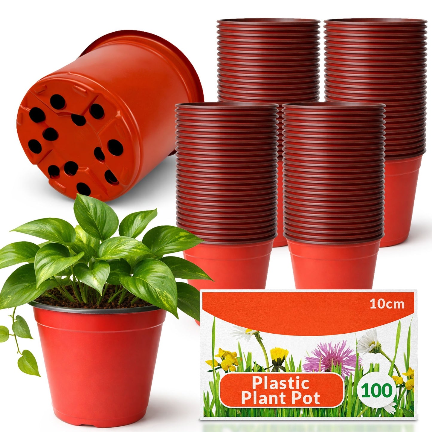 80 Pack Plastic Plant Pots 10cm | Nursery Pots Bulk Seedling Pots Plant Starter Pots Small Garden Pots for Indoor Outdoor Gardening