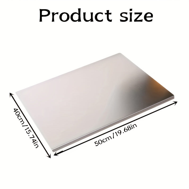 1pc of 304 Stainless Steel Cutting Board, Cutting Board with Folded Edges, Stainless Steel Cooked Food Board, Household Kitchen Kneading Board, Kitchen Supplies, Rolling Board, Multifunctional Cutting Board, Essential for Kitchen